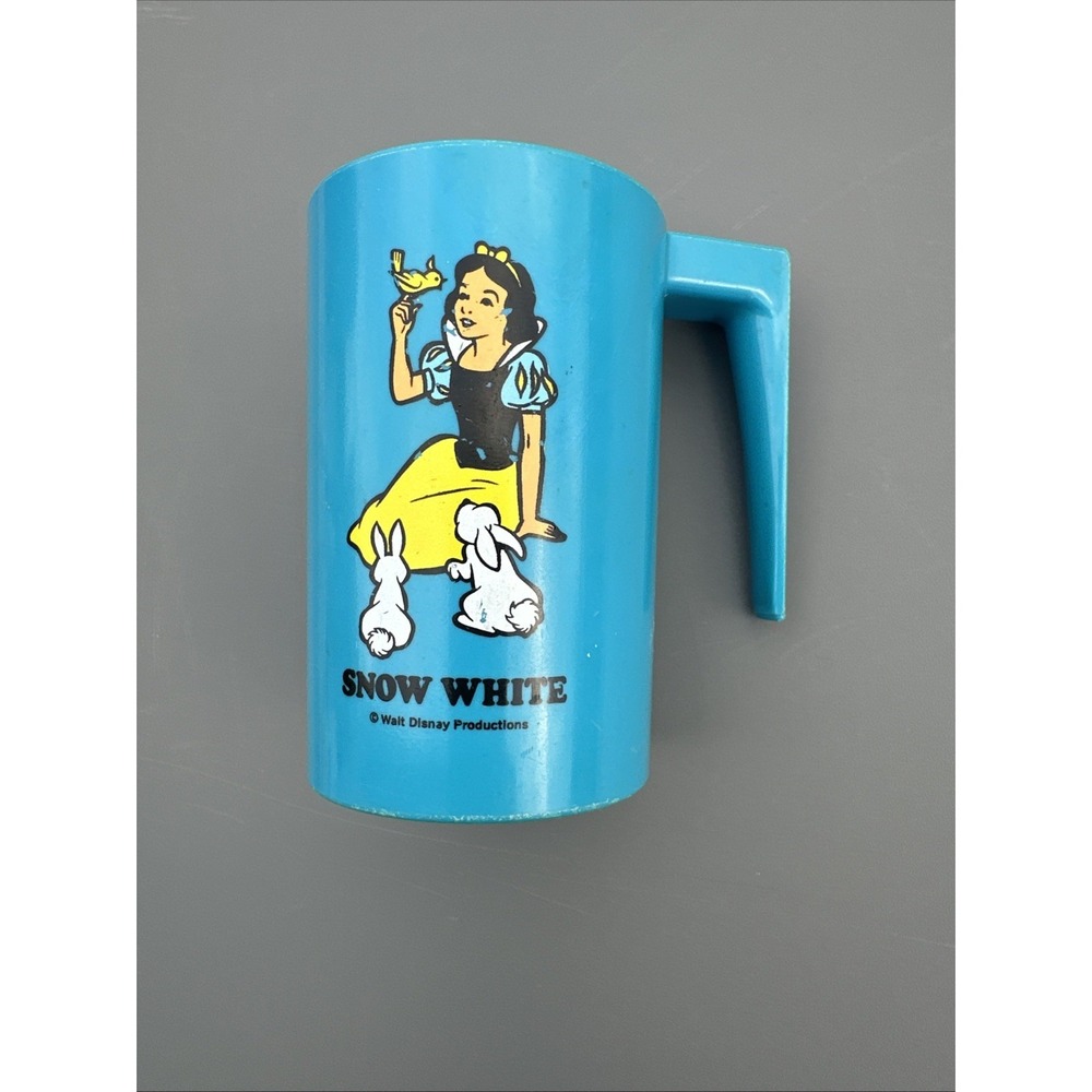 Vintage Disney Snow White Melamine Mug Blue Cup Plastic Walt Disney 6oz